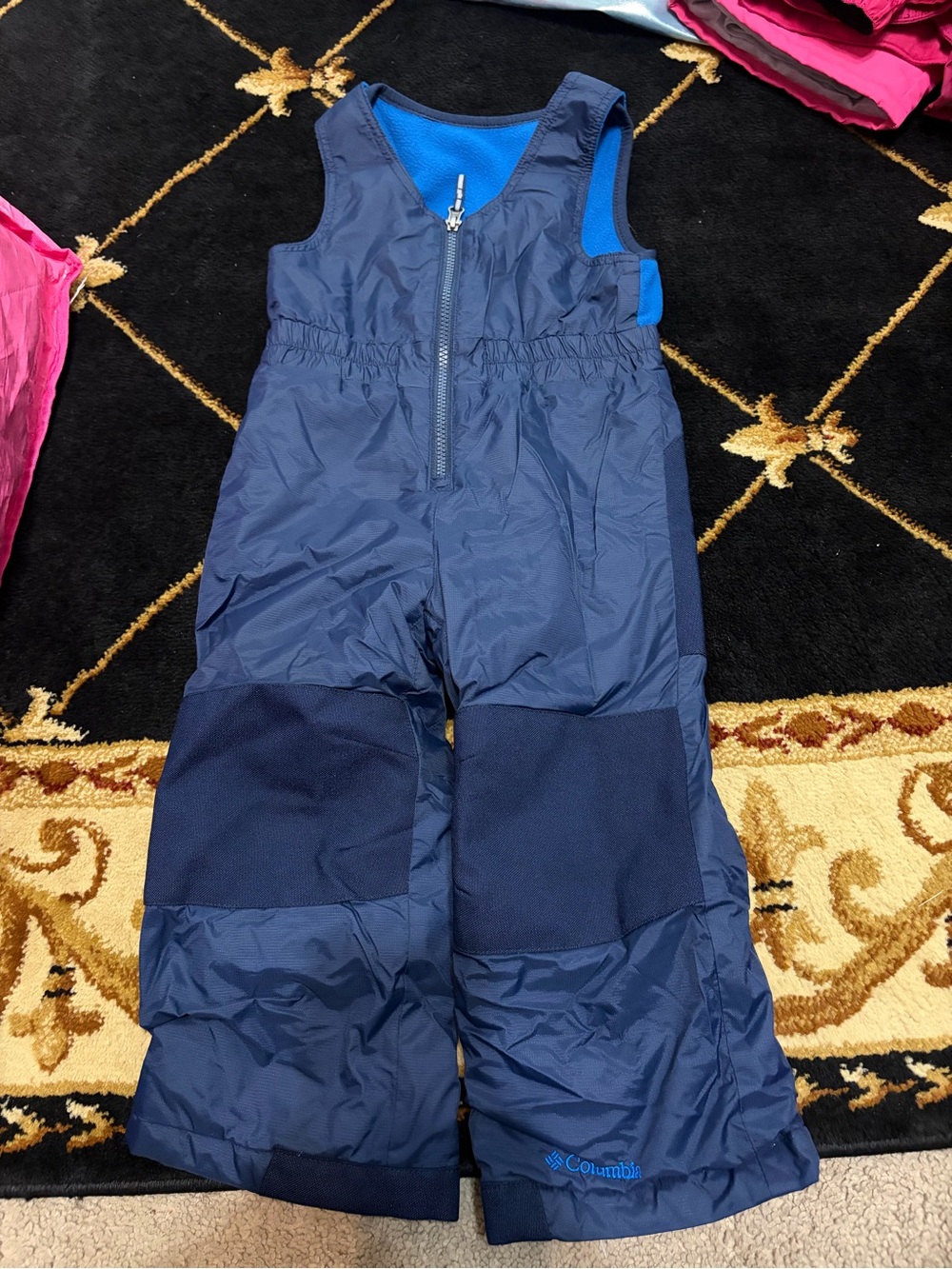 Columbia Navy and Bright Blue Kids Snow Overalls